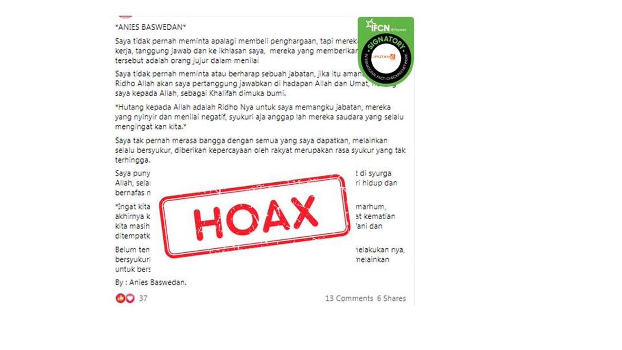 Cek Fakta tulisan Anies Baswedan 2