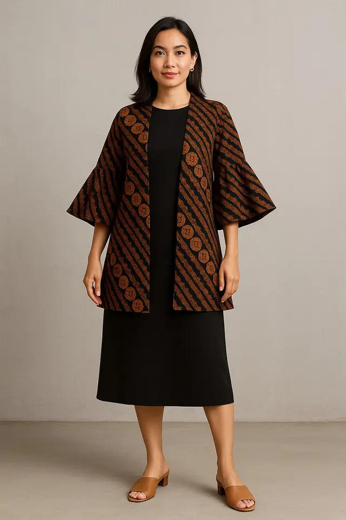 12 Model Outer Batik Panjang dengan Dress Polos untuk Kondangan Outdoor 2025, Elegan dan Nyaman Dipakai
