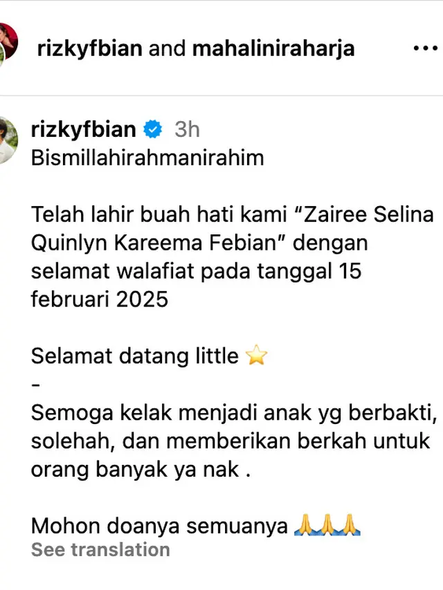 Unggahan Rizky Febian. (Foto: Dok. Instagram @rizkyfbian)