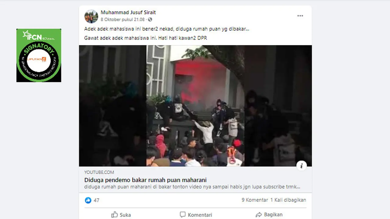 Penelusuran Klaim Rumah Puan Maharani Dibakar Mahasiswa