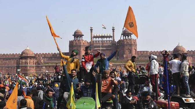 Demonstrasi petani di India (AP Photo / Dinesh Joshi)