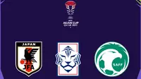 Piala Asia - Logo Timnas Jepang, Timnas Korsel, dan Timnas Arab Saudi (Bola.com/Adreanus Titus)