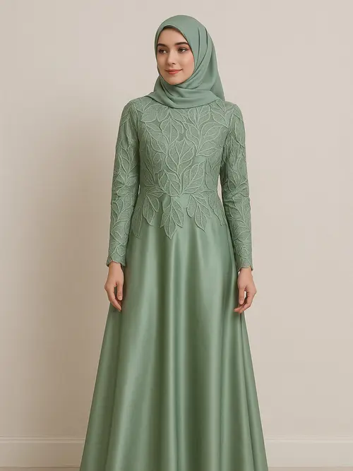dress satin kombinasi brokat 14 Model Gamis Brokat Kombinasi Satin Terbaru, Fashionable!