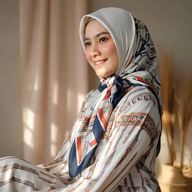 Model Kerudung Segi Empat Lilit Satu Sisi