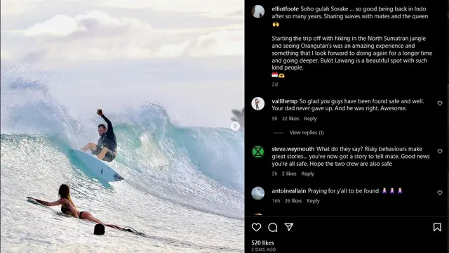 Sempat Hilang di Lepas Pantai Sumatra, Turis Asal Australia Ditemukan Selamat