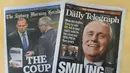 Koran pagi di Sydney menampilkan headlines Perdana Menteri baru Malcolm Turnbull, Australia, Selasa (15/9/2015). Turnbull berhasil mengalahkan Tony Abbott dalam pemungutan suara kepemimpinan Liberal di Gedung Parlemen di Canberra. (AFP PHOTO/William West)