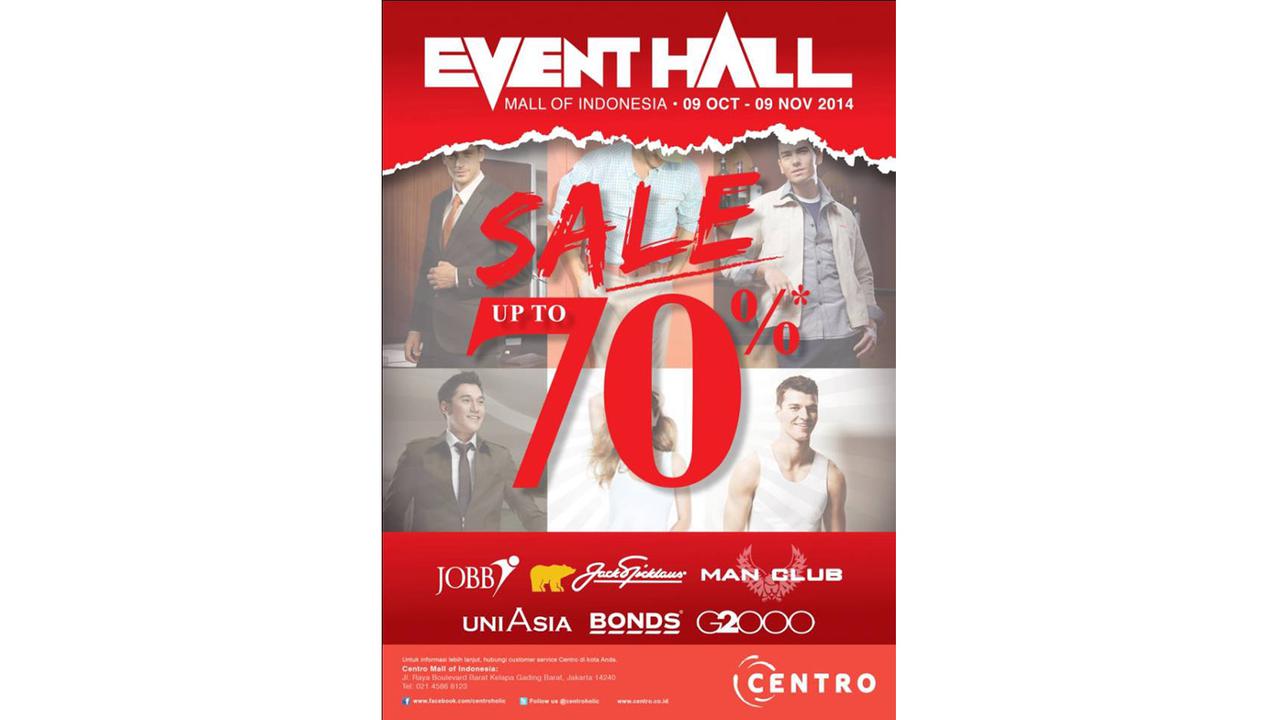 Produk Pria Diskon 70 Persen di Centro Event Hall Sale, Harga Mul