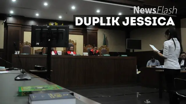 Terdakwa kasus pembunuhan Wayan Mirna Salihin, Jessica Kumala Wongso, menyampaikan pembelaan atas jawaban jaksa penuntut umum (JPU).