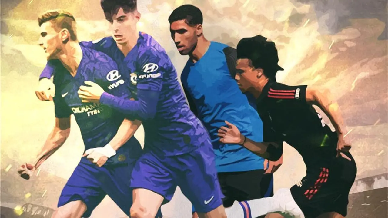 Ilustrasi Pemain - Timo Werner, Kai Havertz, Achraf Hakimi, Leroy Sane