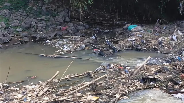 Sungai Bersejarah di Banten Dipenuhi Sampah Rumah Tangga