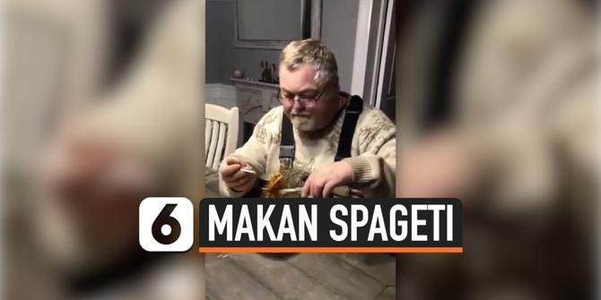 VIDEO: Viral, Pria Ini Makan Spageti dengan Cara Unik