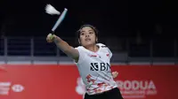 Penampilan tunggal putri Indonesia, Gregoria Mariska Tunjung, pada perempat final Malaysia Masters 2023, di Axiata Arena, Jumat (26/5/2023). (Bola.com/PBSI)