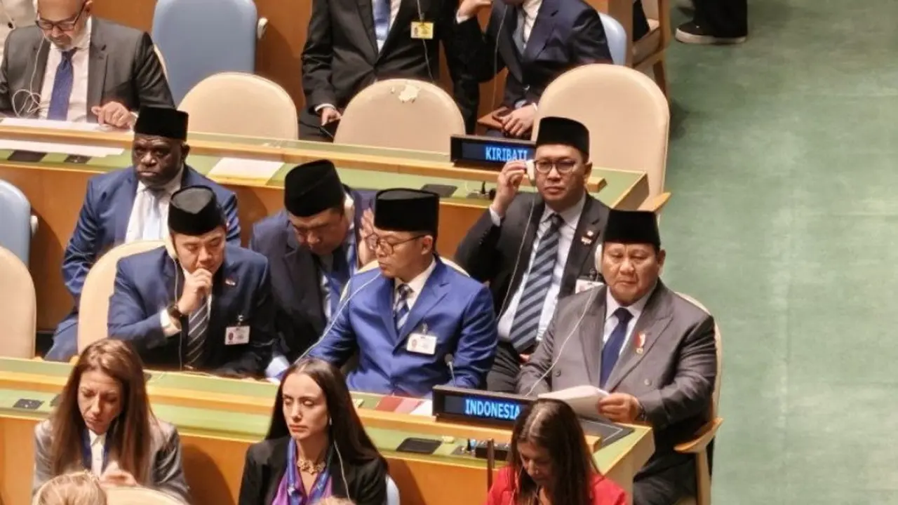 Presiden RI Prabowo Subianto tiba di Markas Besar PBB di New York, Amerika Serikat.
