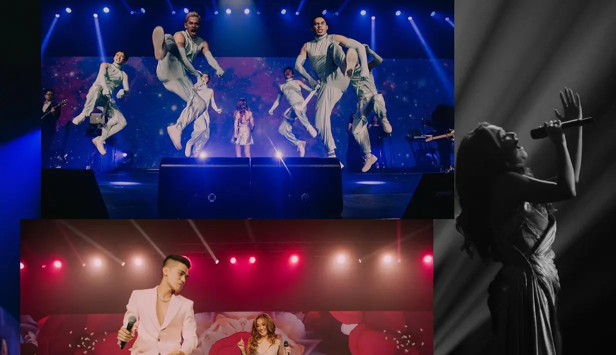 <p>Setelah parade dress panjang, BCL memakai mini skirt dengan atasan bustier yang tetap bergaya glam dengan payet dan kilauan satin sutra pada roknya. (Foto: Instagram @teambcl Fotografer: @davianakbar)</p>