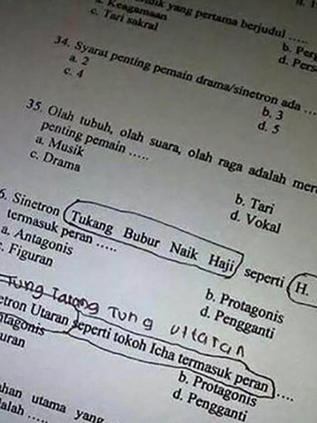 7 Soal Ujian Ini Nyeleneh Abis Bikin Siswa Gagal Paham Hot Liputan6 Com