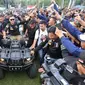 Relawan Jaga Agus-Sylvi melakukan konvoi Safety Riding pada Sabtu (21/1). Konvoi diikuti sekitar 1.225 pengendara sepeda motor.