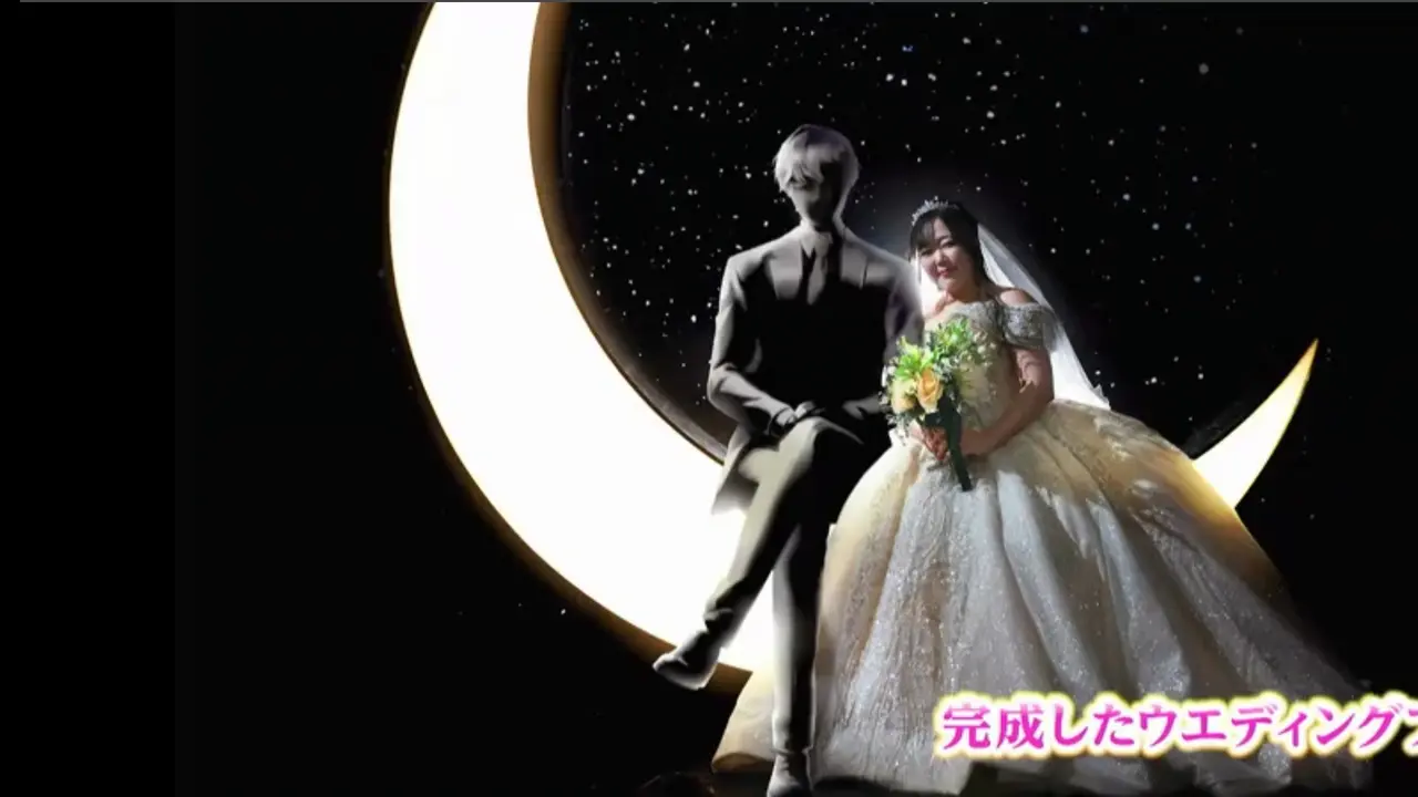 Pengantin manusia Jepang, Kano, difoto dalam adegan romantis di samping mempelai pria AI-nya.