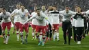 Polandia berhasil meraih kemenangan atas Swedia pada laga final play-off kualifikasi Piala Dunia 2022 di Silesian Stadium, Rabu (30/3/2022) dini hari WIB. (AP/Czarek Sokolowski)