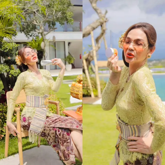 Potret Bunda Corla Tampil Anggun Pakai Kebaya Tradisional Bak Wanita Bali