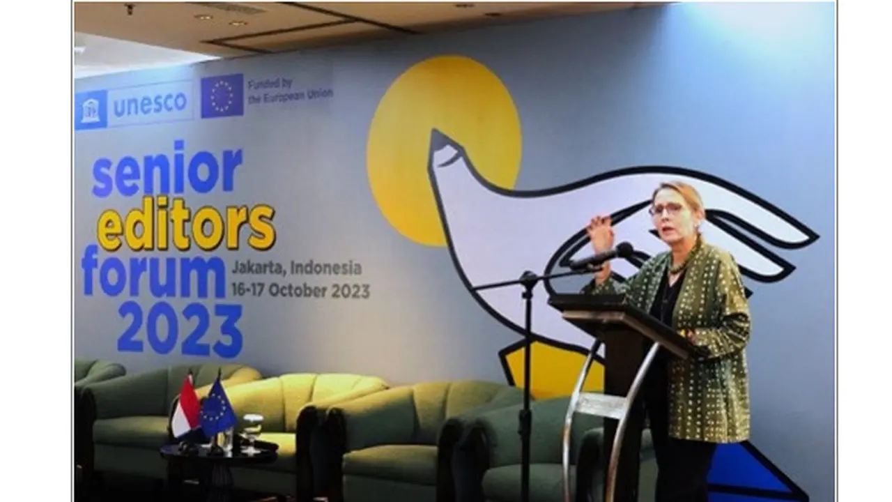 Resident Coordinator PBB di Indonesia Valerie Julliand menekankan peran media dalam pemilu.