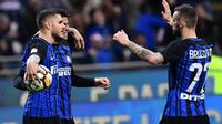 Inter Milan menang 4-0 atas Cagliari pada laga pekan ke-33 Serie A, di Giuseppe Meazza, Selasa (17/4/2018) waktu setempat. (AFP/Miguel Medina)
