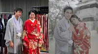 Ochi Rosdiana dan Junior Roberts dalam busana kimono (Sumber: Instagram/ochi24)