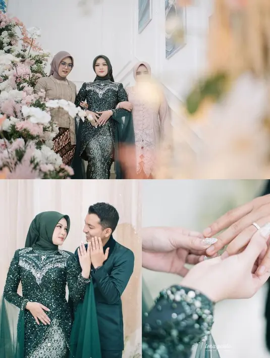 Ini adalah sederet momen di acara lamaran Reza Surya Putra dan Alifhia Fitri yang digelar di Bogor. Momen Fhia turun dari tangga menemui sang tunangannya, momen pasangan ini pamer cincin di jari manis hingga momen saling menyematkan cincin di jari manis diabadikan dengan apik oleh fotografer dari Imagenic. Setiap detail penampilan pasangan selebgram ini banjir pujian warganet. (Liputan6.com/IG@imagenic)
