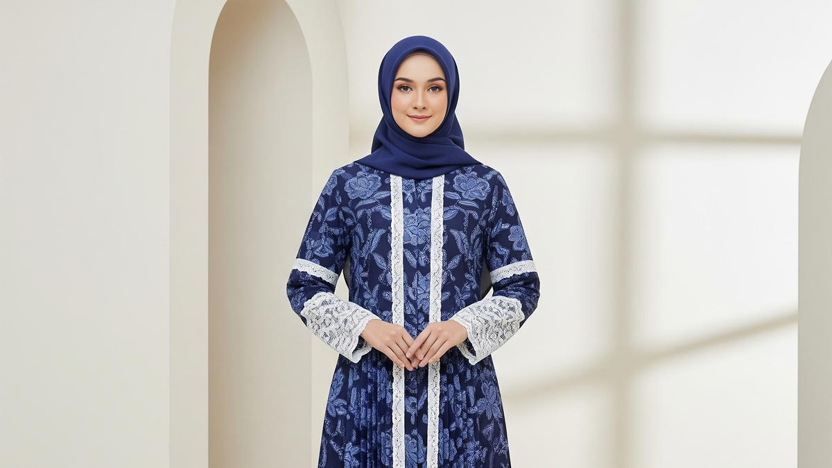 7 Tren Model Gamis Batik Brokat Warna Bold 2026 yang Elegan untuk Lebaran