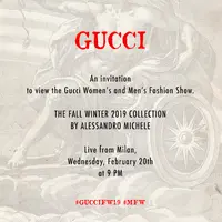 Saksikan live streaming Gucci Women’s and Men’s Fall Winter 2019 secara langsung dari panggung Milan Fashion Week.