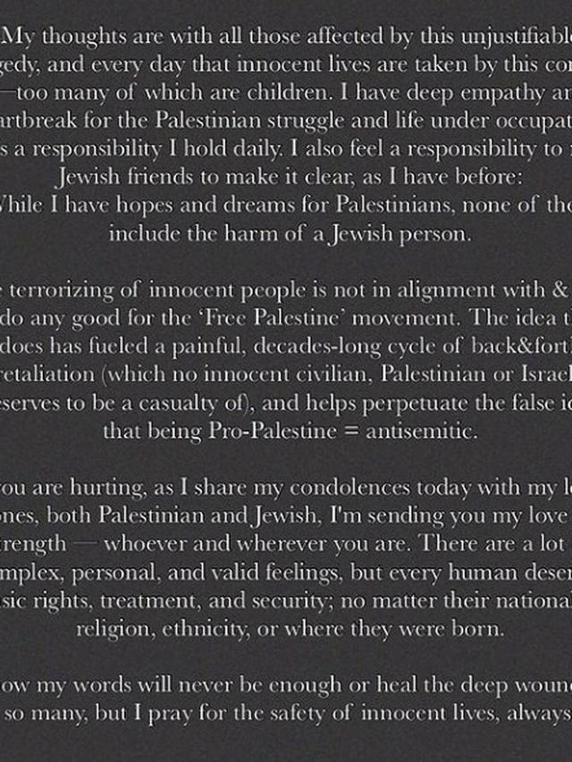 Postingan Dukungan Palestina oleh Gigi Hadid di Instagram