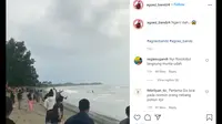 Melalui unggahan Instagram @agoez_bandz4, diketahui dua orang pengendara motor melakukan adu balap di pantai.