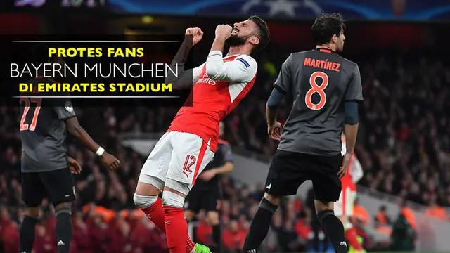 Berita video aksi protes fans Bayern Munchen sebelum Arsenal kalah telak 1-5 pada leg II babak 16 Besar Liga Champions di Emirates Stadium.