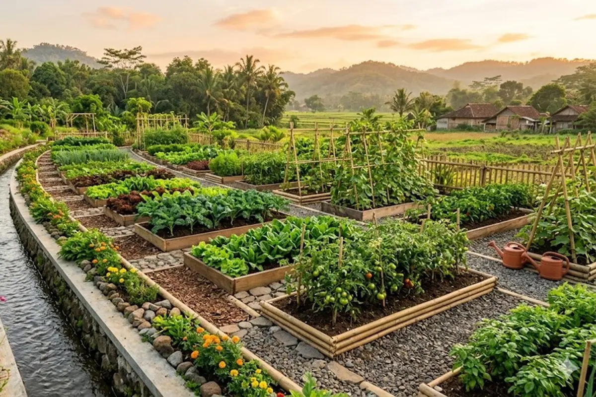 Kebun Sayur di Samping Selokan
