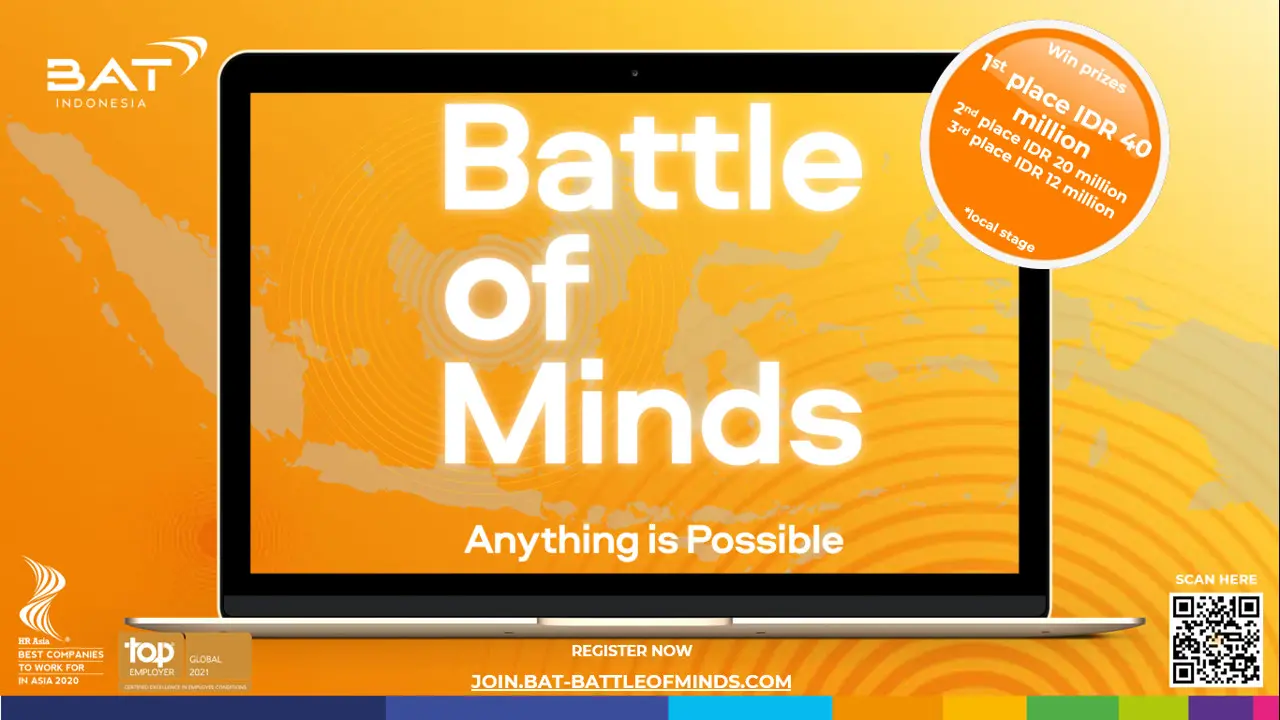 . Battle of Minds 2021 kembali hadir di Indonesia dan mengajak para generasi muda untuk membuat perubahan dan menjadi bagian dari perubahan.