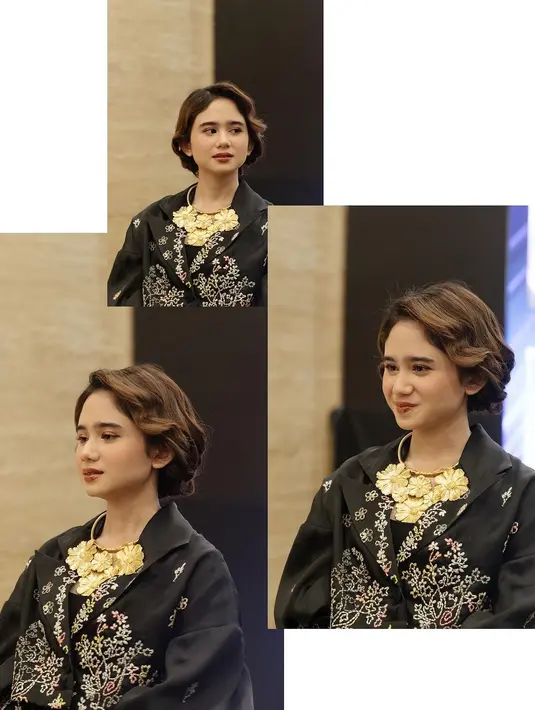Tissa Biani tampil elegan dengan setelan cropped top dengan aksen lengan balon dan celananya yang serasi. [Foto: Instagram/tissabiani]