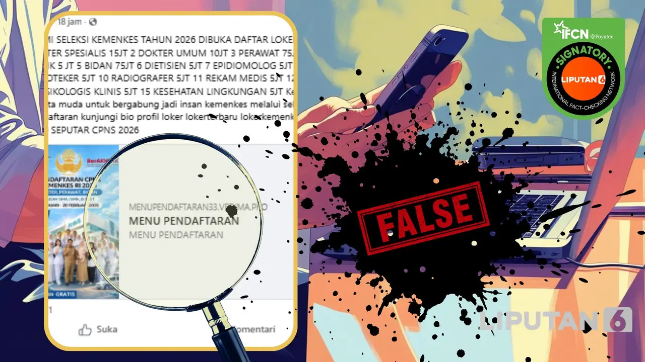 Tangkapan layar  klaim link pendaftaran lowongan kerja Kemenkes 2026