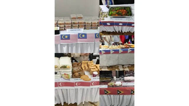 Berbagai hidangan khas dari negara-negara ASEAN turut meramaikan acara ini, mulai dari Fried Bee Hoon dari Malaysia, Chicken Rice dari Singapura, Lao Fish Cake dari Laos, hingga Tukir dari Timor Leste. (Liputan6.com/Alya Felicia Syahputri)