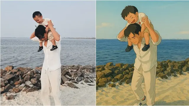 6 Potret Artis Ikut Tren Viral Ala Studio Ghibli, Chelsea Islan hingga Fendy Chow