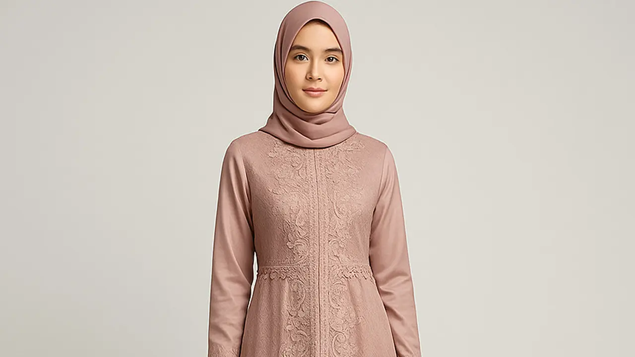 7 Model Gamis Kombinasi Renda Tempel, Manis dan Elegan untuk Tampil Anggun