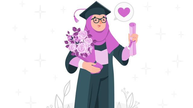 Ilustrasi wisuda, kelulusan, lulus
