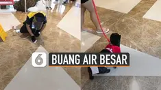 Beredar video anjing peliharaan buang air besar di lantai sebuah mall.