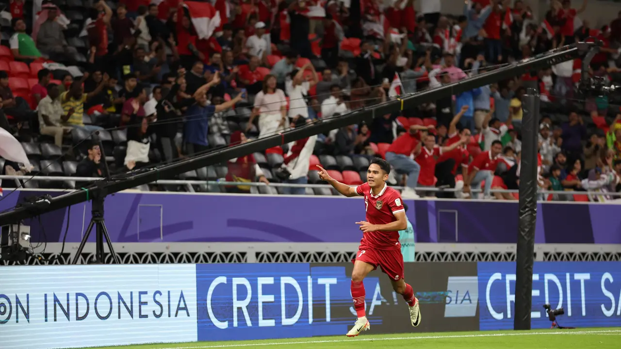 FOTO Gol Marselino Ferdinan ke gawang Irak