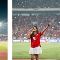 Raisa tampil memukau saat pertandingan kualifikasi piala dunia timnas Indonesia vs Australia (@raisa6690)