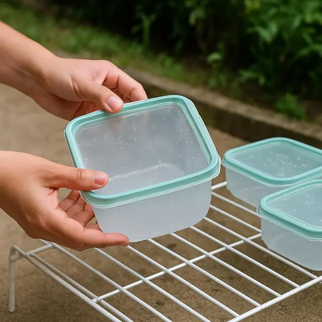 Ilustrasi Menjemur Kotak Bekal di Tempat Terbuka