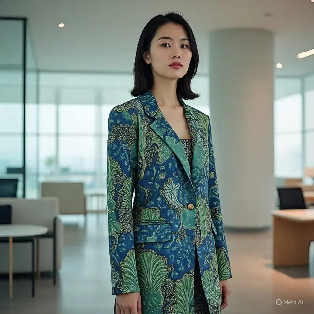 Blazer Batik Wanita Panjang Modis
