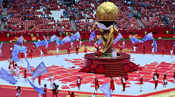 Upacara pembukaan Piala Dunia 2026 Kanada yang berlangsung pada Sabtu (13/06/2026) dini hari WIB diwarnai sedikit insiden. (AP Photo/Canadian Press/Sammy Kogan)
