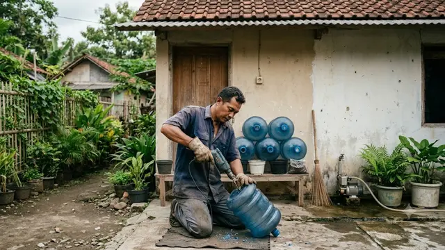 Membuat Pot dari Galon Bekas
