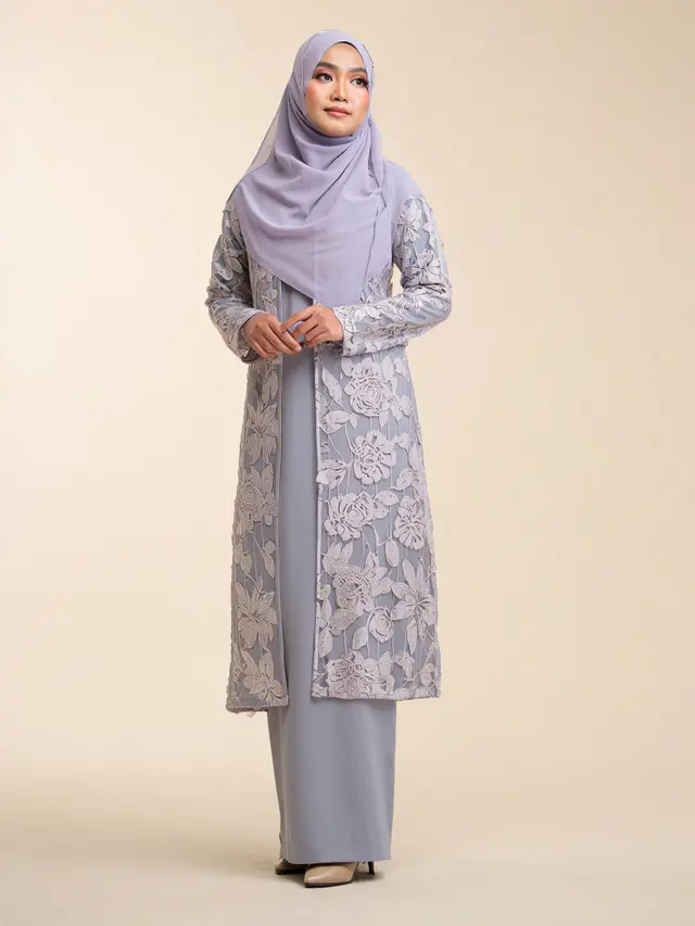 Gamis Kombinasi Outer Brokat Modern