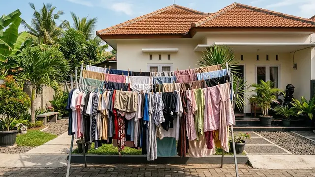 Menggantung Pakaian Secara Berantakan