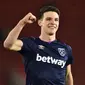 Manajer Chelsea, Frank Lampard, sangat mengagumi Declan Rice dan siap menjadikannya sebagai bek tengah. (AFP/Glyn Kirk)